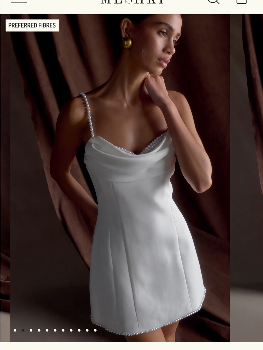 Meshki White Pearl-Trim Slip Mini Dress